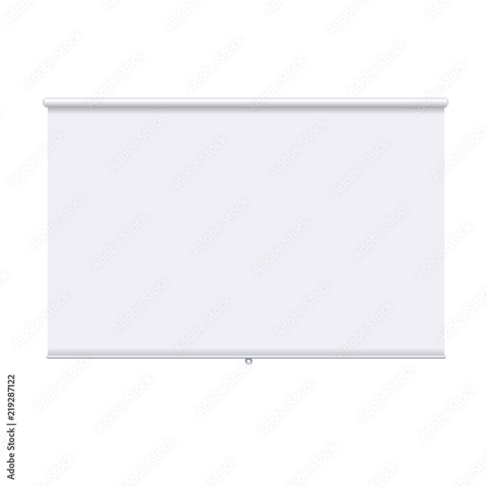 Horizontal roll up banner isolated on the white background. Design template  of the projector screen. White roll up banner for presentation, corporate  training and briefing. Vector mockup. Stock Vector | Adobe Stock