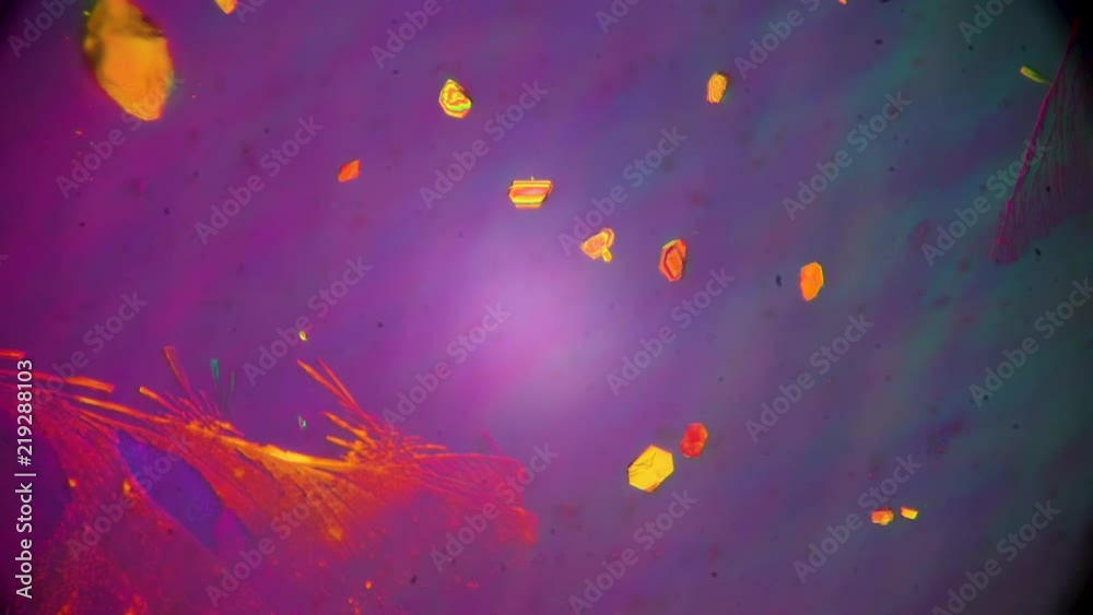 Colourful Crystal Growth of Paracetamol(acetaminophen) under polarised light microscopy, showing little crystals 4K Colourful Crystal Growth of Paracetamol(acetaminophen) under polarised light microscopy, showing little crystals 4K