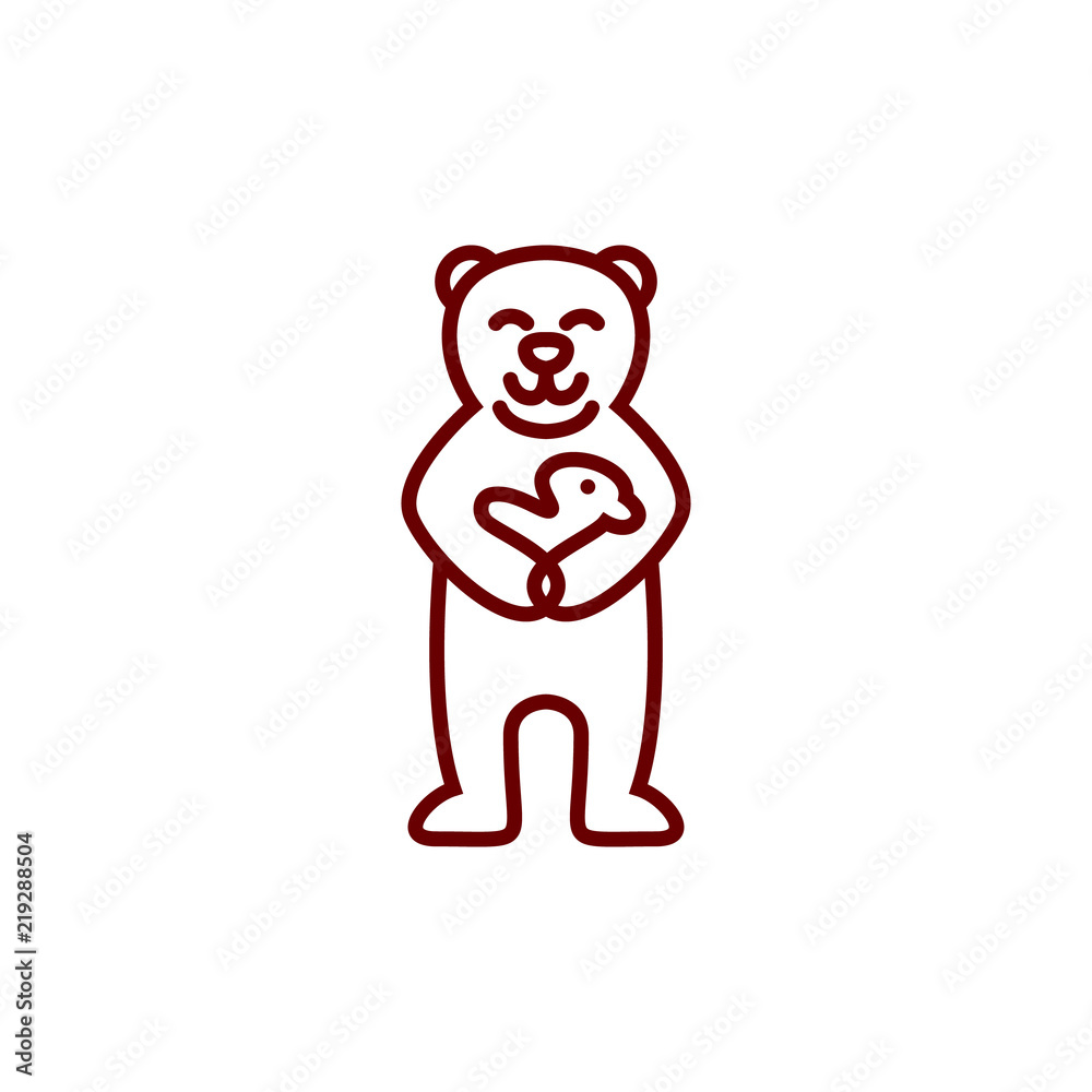 Mother bear carry baby logo icon mascot outline line monoline rounded style Mother bear carry baby logo icon mascot outline line monoline rounded style