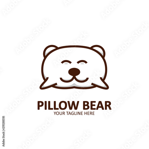 Pillow bear logo icon illustration simple cute style