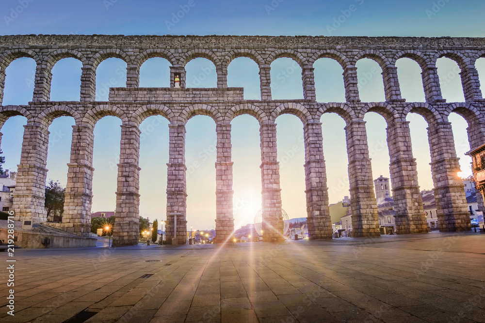 The famous Roman aqueduct of Segovia with more than 2000 years of antiquity The famous Roman aqueduct of Segovia with more than 2000 years of antiquity