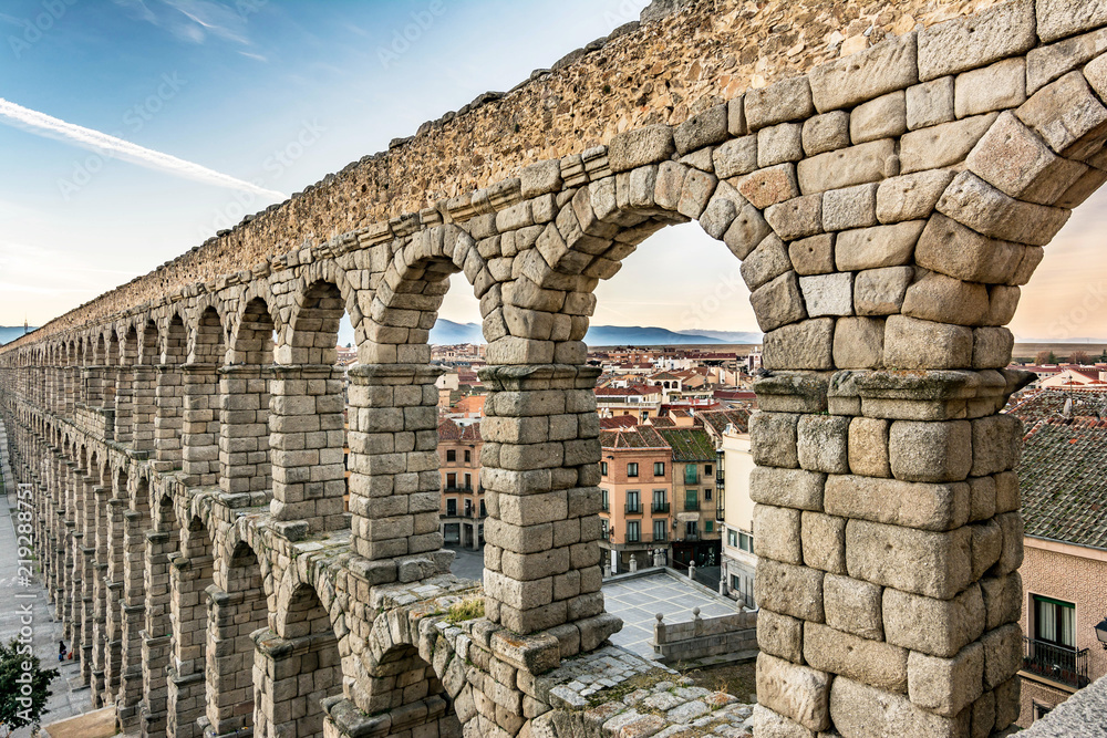 The famous Roman aqueduct of Segovia with more than 2000 years of antiquity