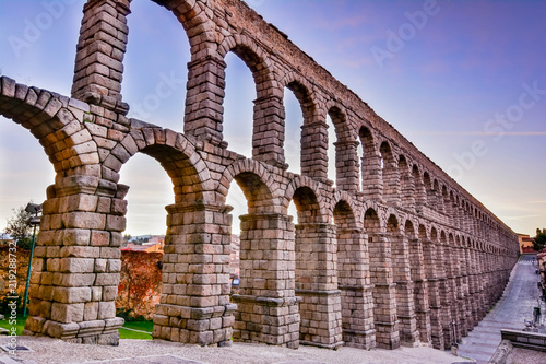 Fototapeta The famous Roman aqueduct of Segovia with more than 2000 years of antiquity