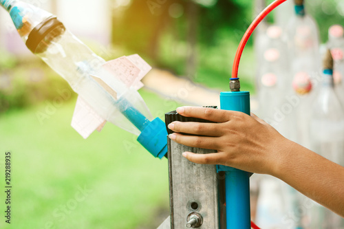 Water bottle rocket for used to study science.