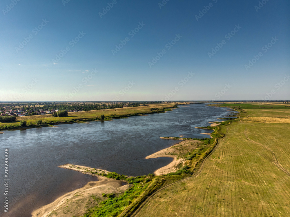 Aerial shot of the Vistula river.