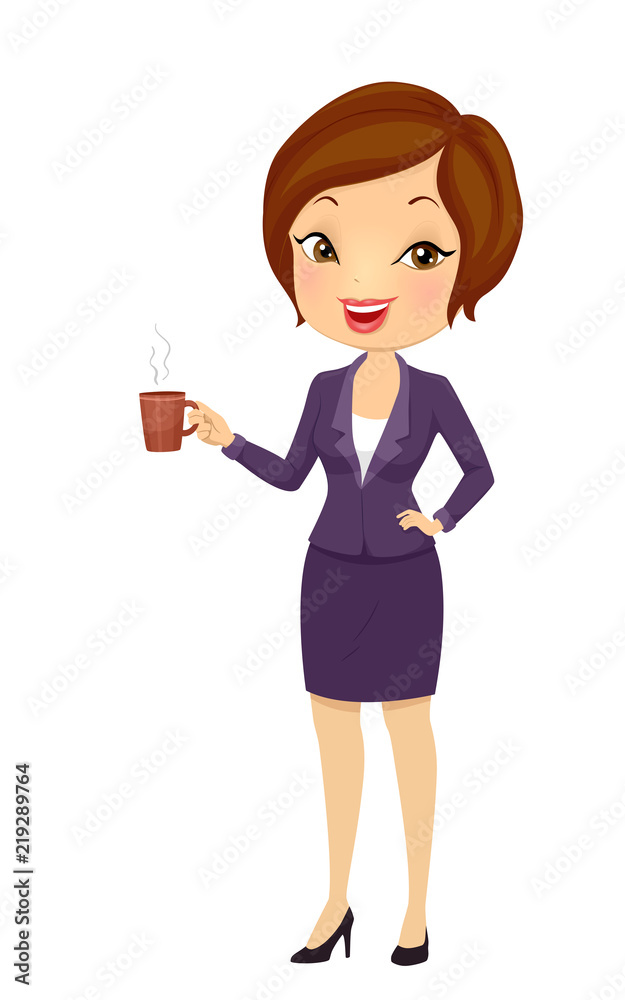 Girl Business Coffee Cup Illustration