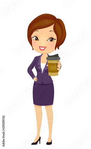 Girl Business Coffee Illust...