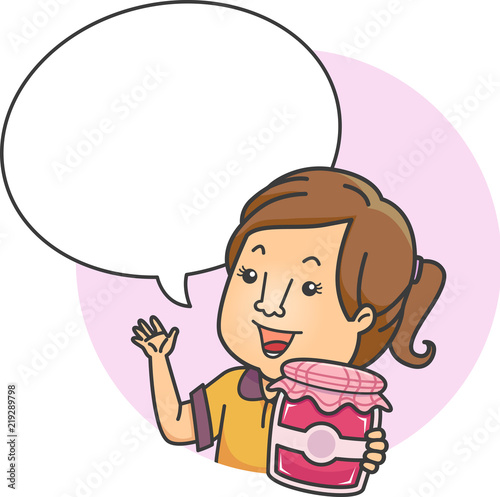 Girl Fruit Jam Speech Bubbl...