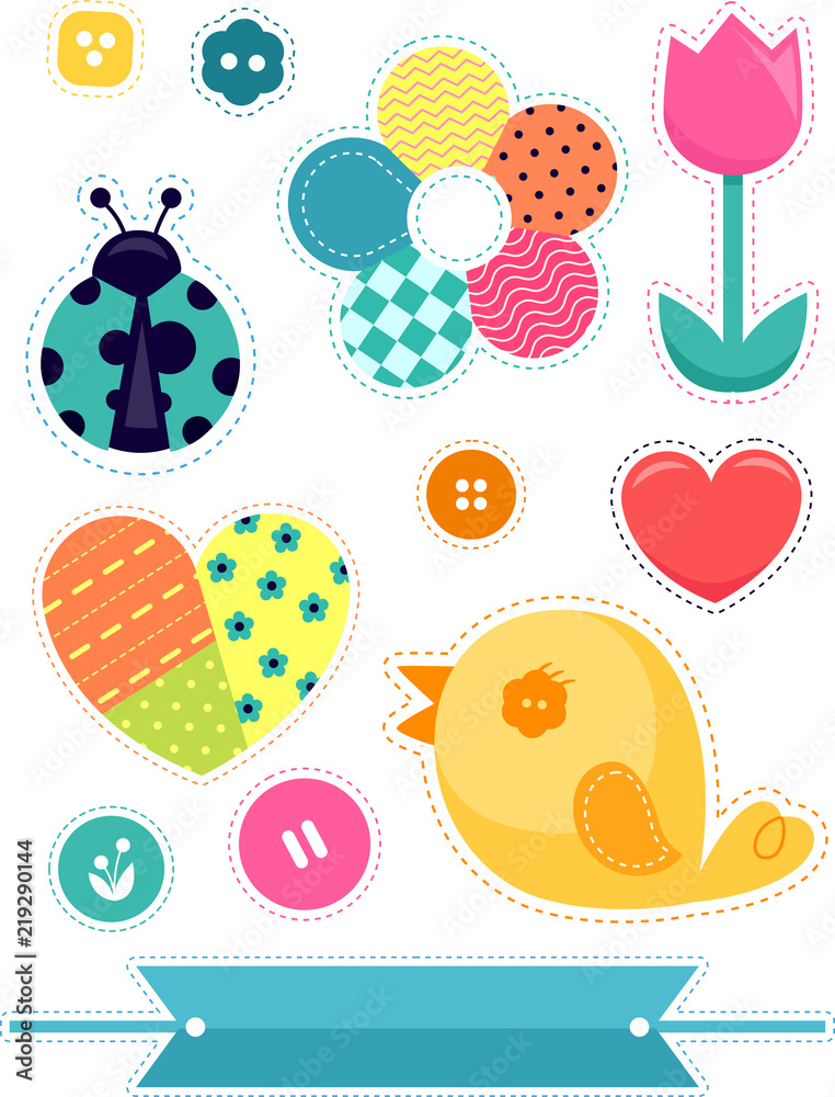 Fototapeta premium Craft Patches Elements Illustration