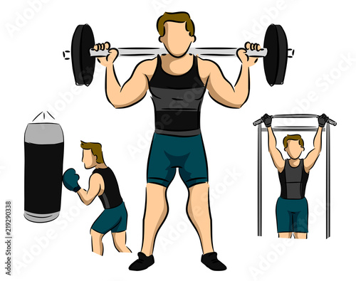 Man Gym Workout Illustration