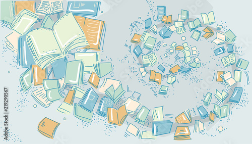 Books Swirl Design Illustration