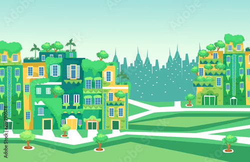 Green City Scene Illustration