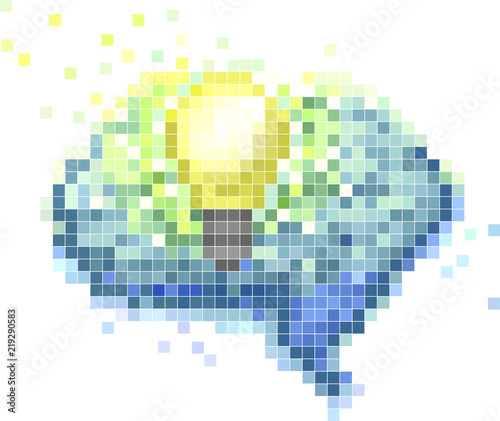 Pixel Art Brain Light Bulb ...