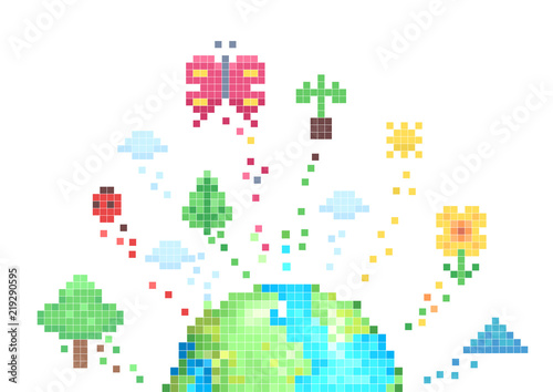 Pixel Art Earth Nature Illu...