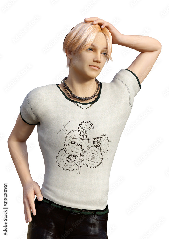 3D Rendering Teenager Boy on White 3D Rendering Teenager Boy on White
