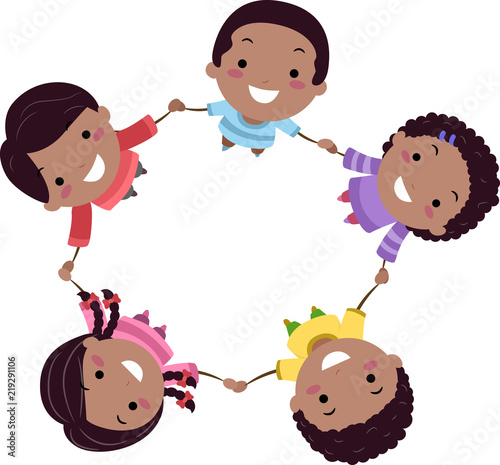 Stickman Kids Black Hands Circle Illustration