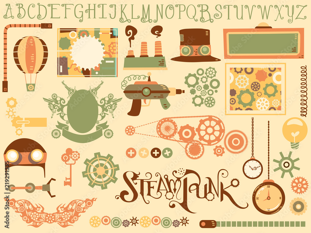 Steampunk Design Elements Illustration