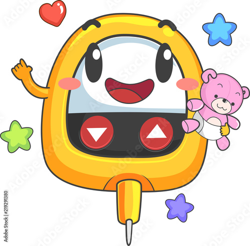 Toddler Blood Glucose Meter Mascot Illustration