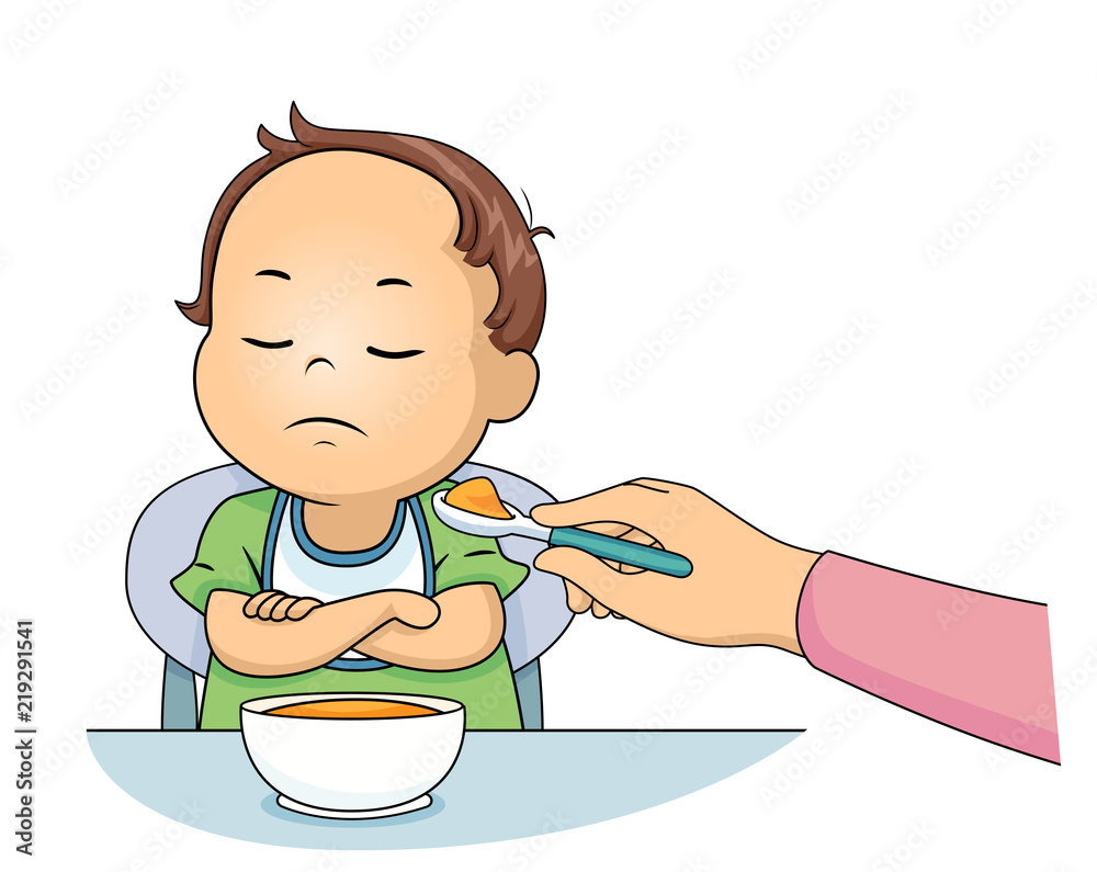 Kid Toddler Boy Dont Want To Eat Illustration Kid Toddler Boy Dont Want To Eat Illustration