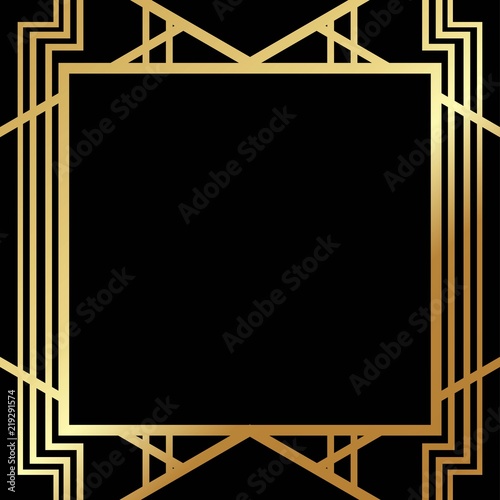 Art Deco Gatsby inspired, Roaring 20s style frame template vector