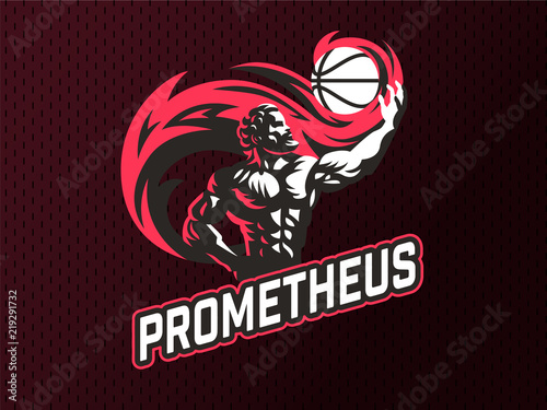 Prometheus and a sports ball. Sports emblem.