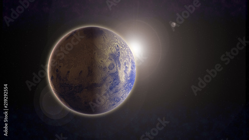 Fototapeta Naklejka Na Ścianę i Meble -  planet Mars in space with sunlight