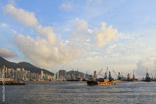 a Stonecutters Island of west kowloon at hong koing photo