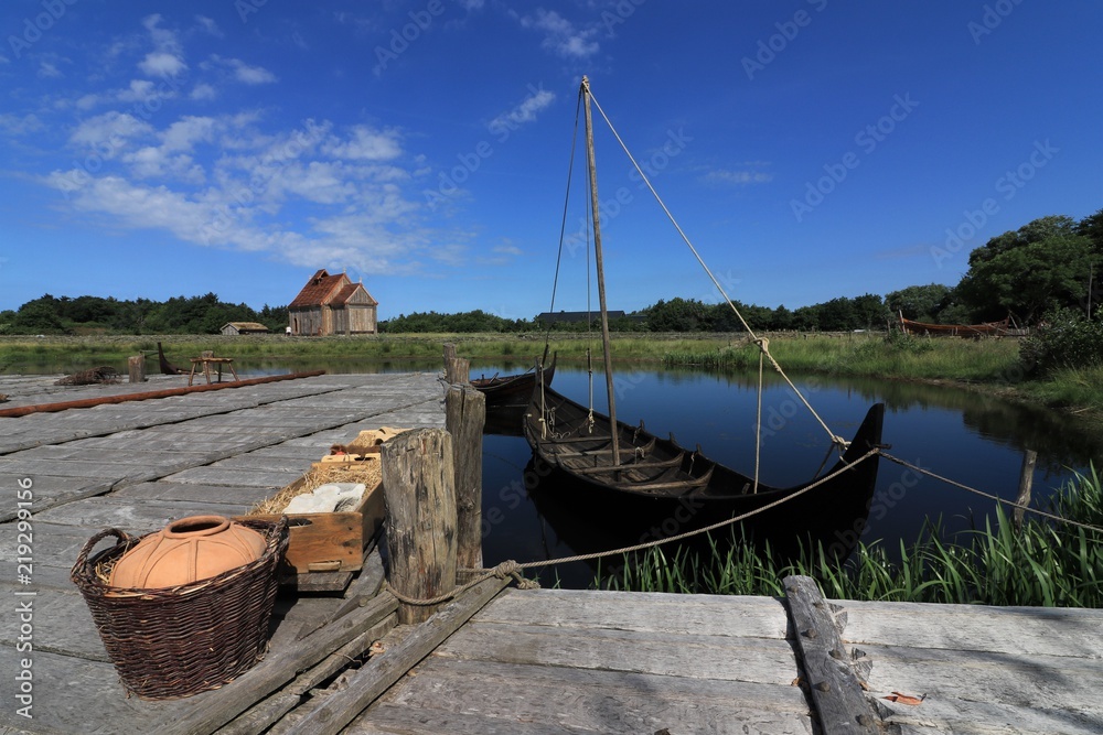 viking ship at the harbour at Ribe, Denmark
