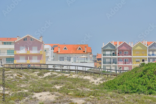 Colorful houses in Aveiro, Portugal