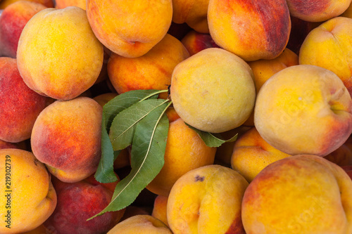 fresh peaches on the farm market