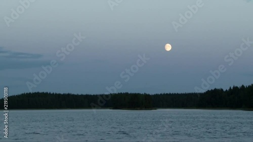 Full moon above the lake