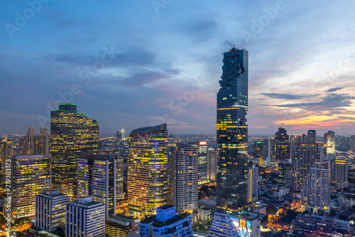 beautiful sunset of the Metropolitan Bangkok City downtown cityscape urban skyline  Thailand in 2017 - landscape Bangkok city Thailand