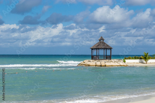 Gazebo on the beach in tropical Montego Bay photo