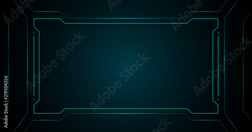 Blue square frame technology futuristic interface hud vector  background design.