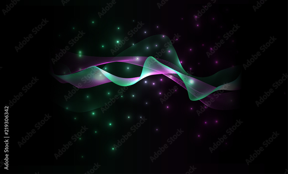 Purple Green In Dark Waves