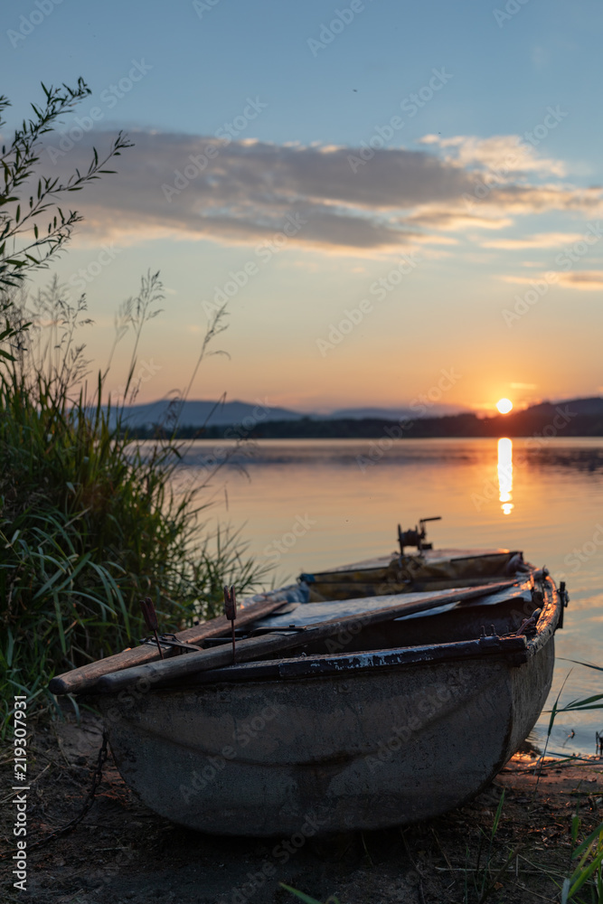 Boat at sunset 1