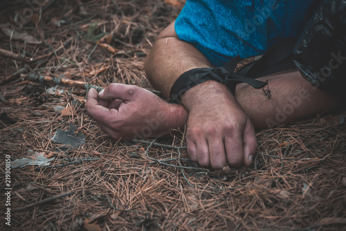 corpse of a man in the woods photo