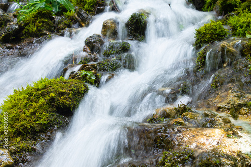 waterfall in the mountains on a long exposure