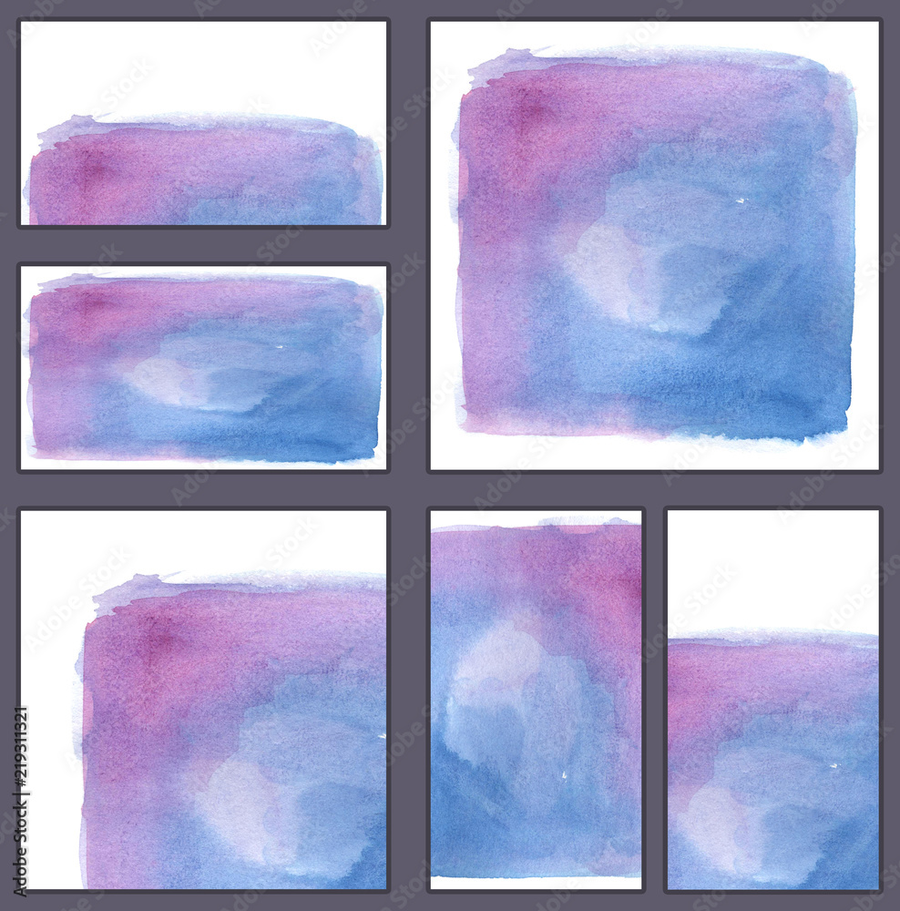 Set of various business cards, cutaways templates - Clear light blue and purple background
