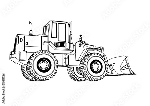 sketch of a construction bulldozer vector