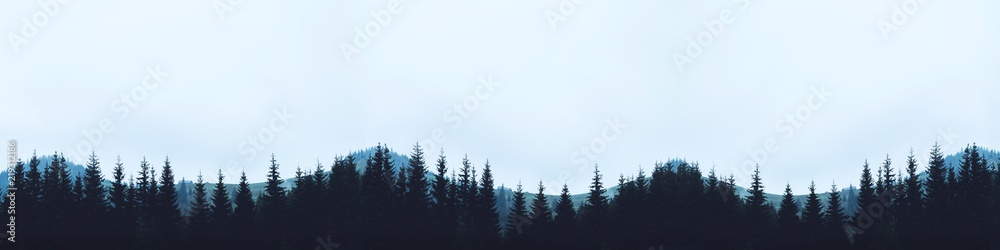 panorama mountains silhouette trees panorama mountains silhouette trees