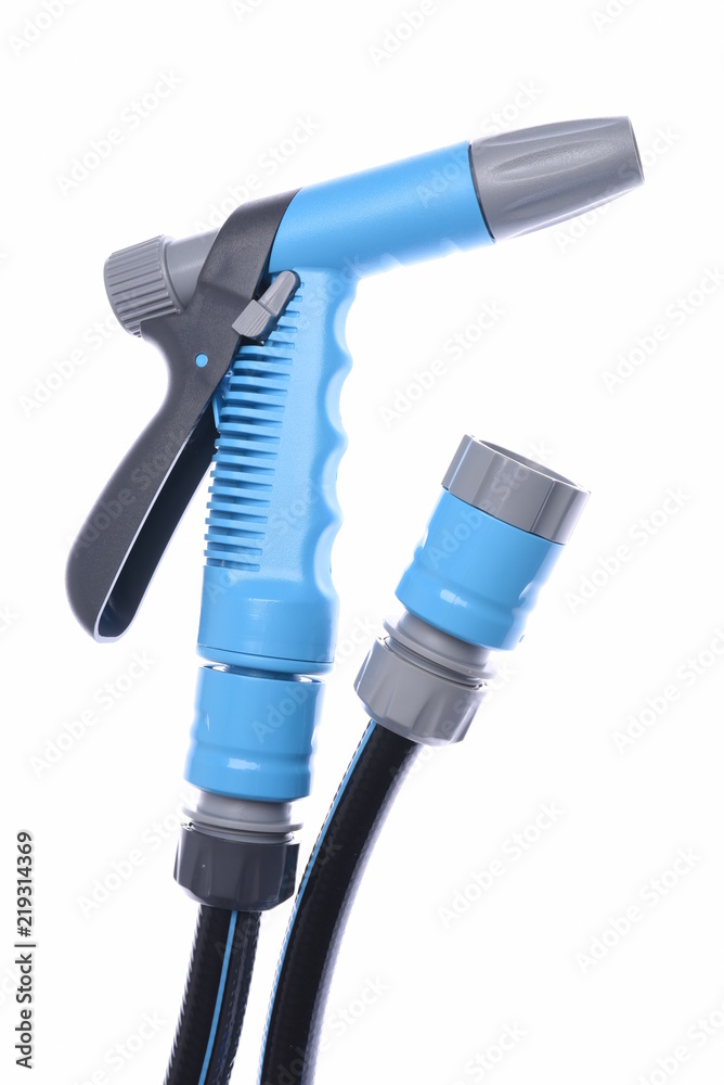 Garden hose with nozzle isolated on white background Garden hose with nozzle isolated on white background