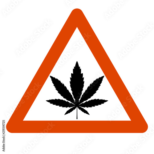 cannabis leaf road sign vector illustration flat 
