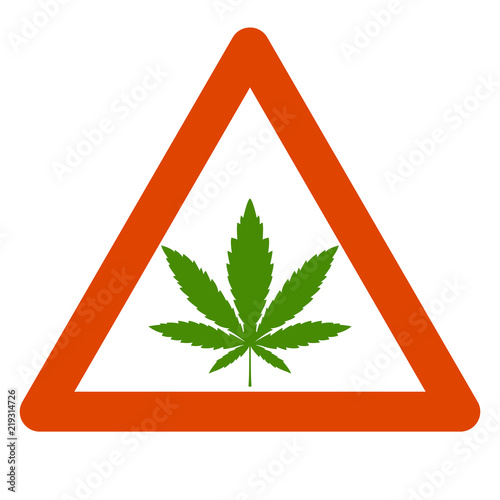 cannabis leaf road sign vector illustration flat 