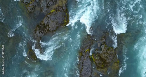Behind The Godafoss Waterfall In The Bárðardalur Region Of Northern Iceland