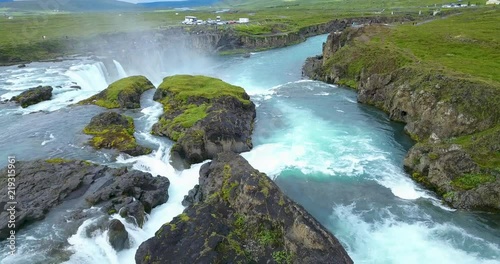 Godafoss Waterfall In Bardardalur, Northern Region Of Iceland