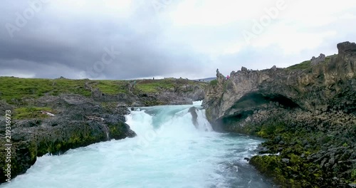 Down Stream From The Godafoss Waterfall In Bardardalur, Iceland