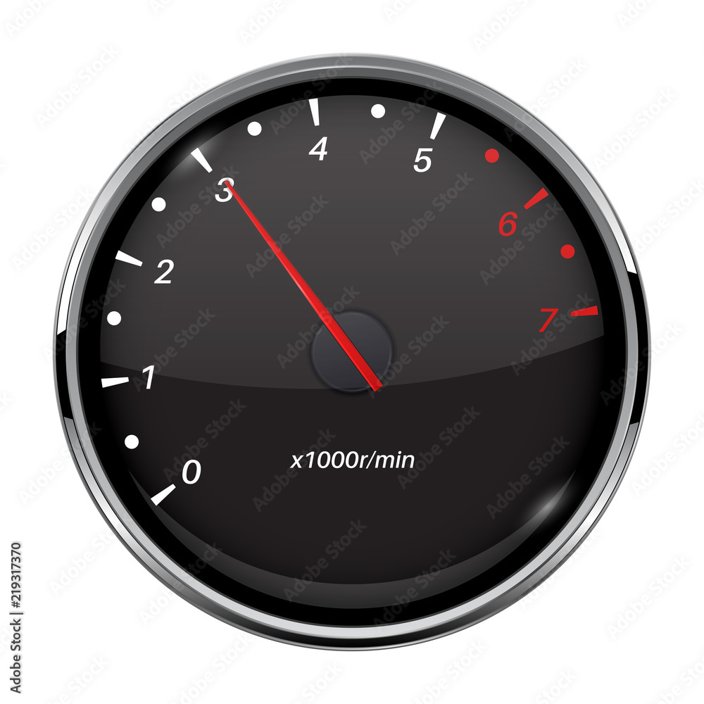 Tachometer. Black device with chrome frame Tachometer. Black device with chrome frame