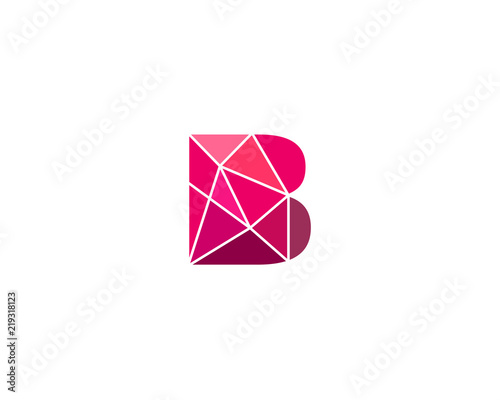 Polygonal trend letter b logotype. Color vector logo. Universal segment font element symbol.