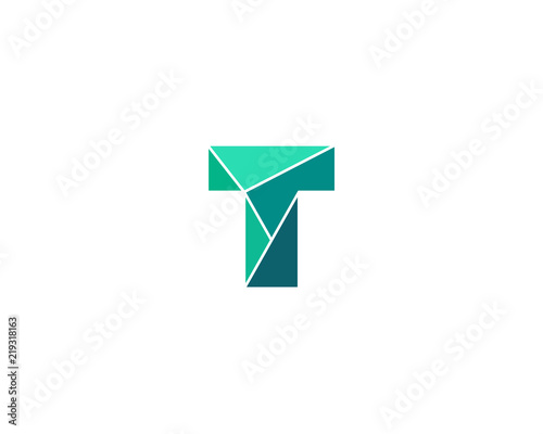 Polygonal trend letter t logotype. Color vector logo. Universal segment font element symbol.